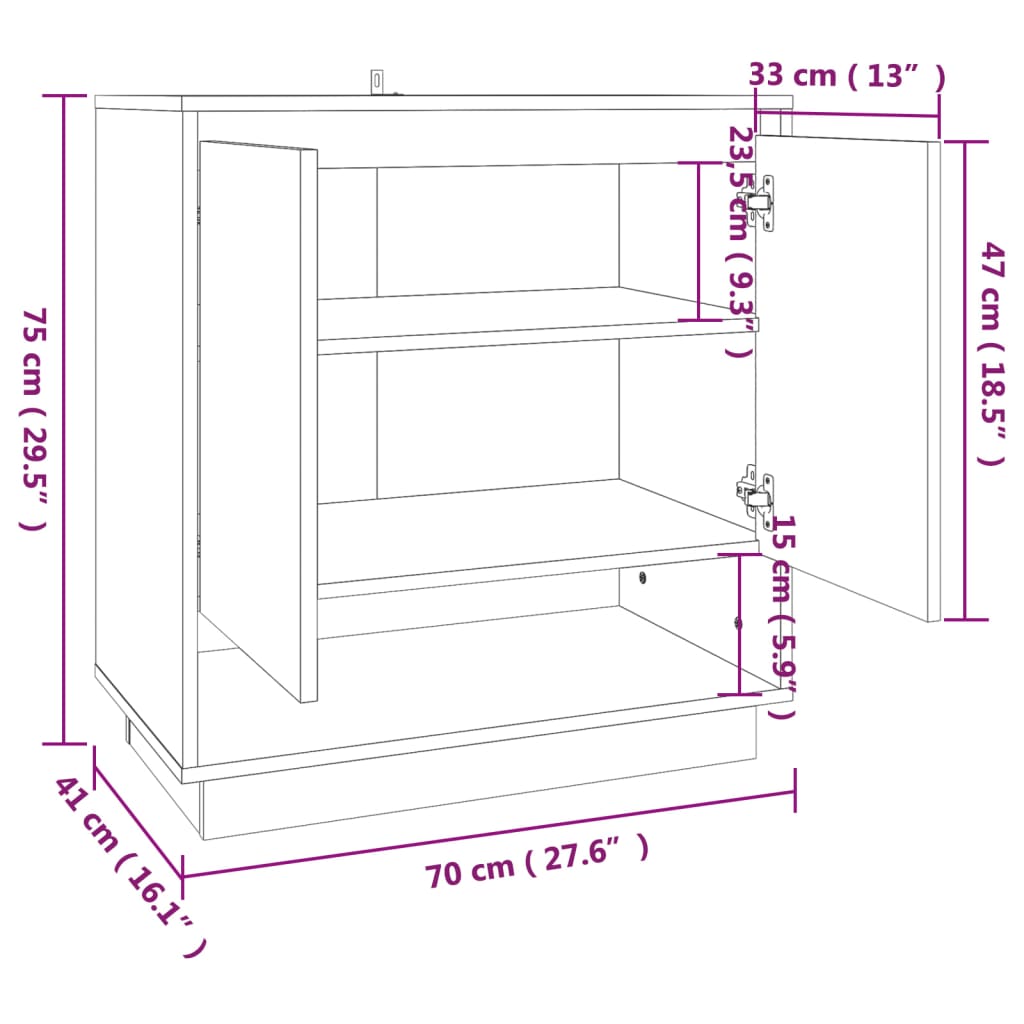 Skjenk Sonoma Eik 70x41x75 cm