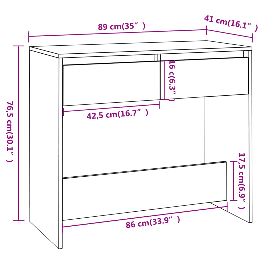 Avlastningsbord konsollbord Betonggrå 89x41x76,5 cm