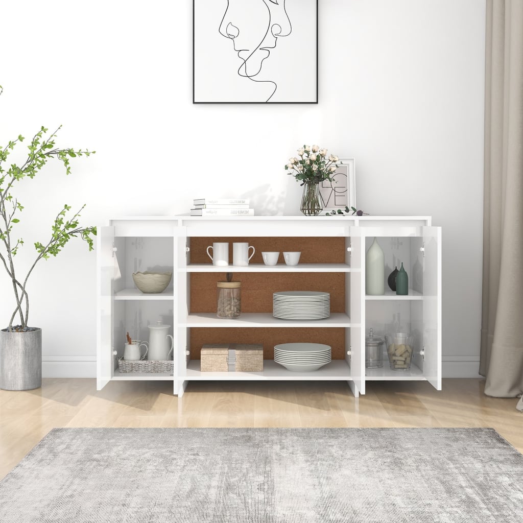 Skjenk Høyglans Hvit 135x41x75 cm