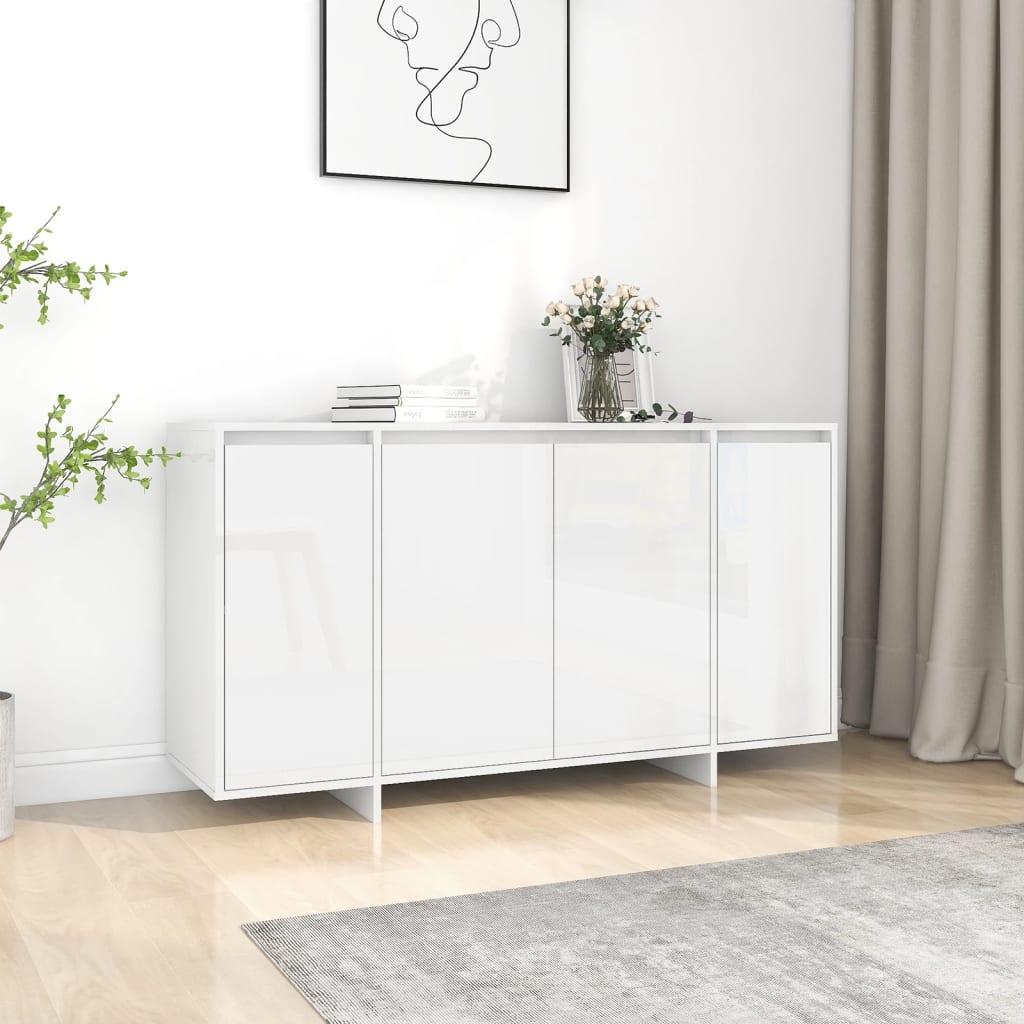 Skjenk Høyglans Hvit 135x41x75 cm