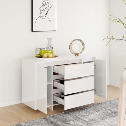 Skjenk Høyglans Hvit med 3 skuffer 120x41x75 cm