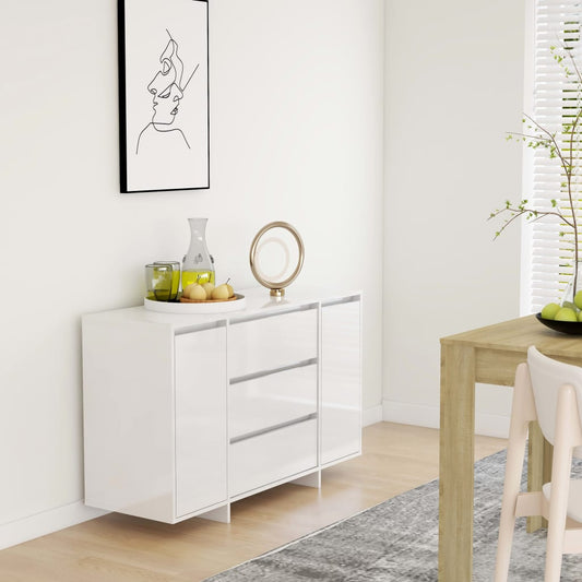 Skjenk Høyglans Hvit med 3 skuffer 120x41x75 cm