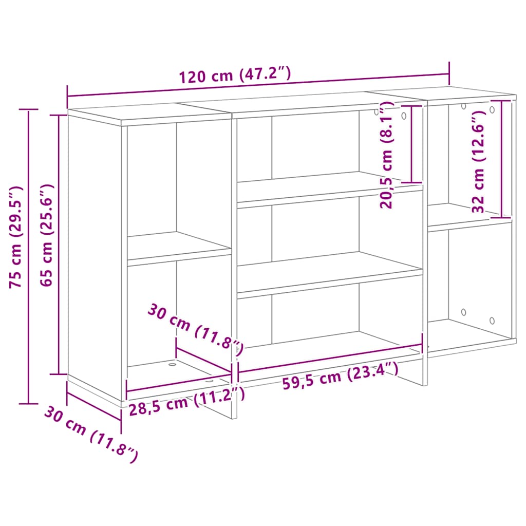 Skjenk Betonggrå 120x30x75 cm