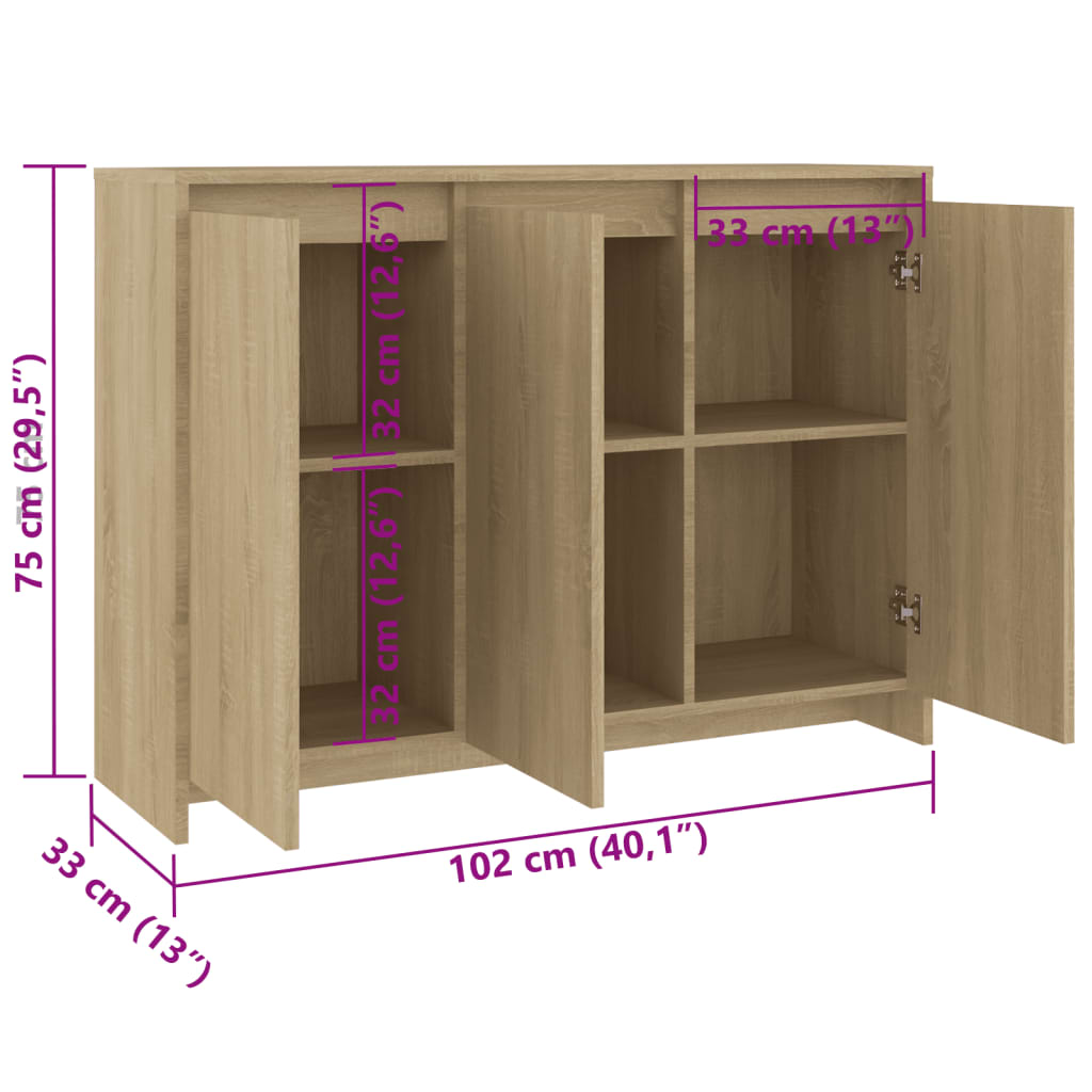 Skjenk Sonoma Eik 102x33x75 cm