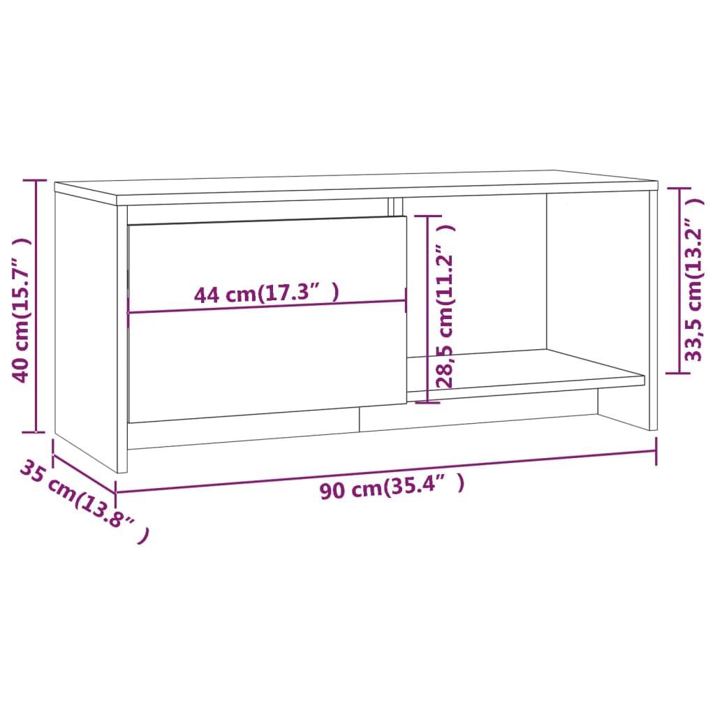 TV-Møbel Sonoma Eik Tv-benk 90x35x40 cm