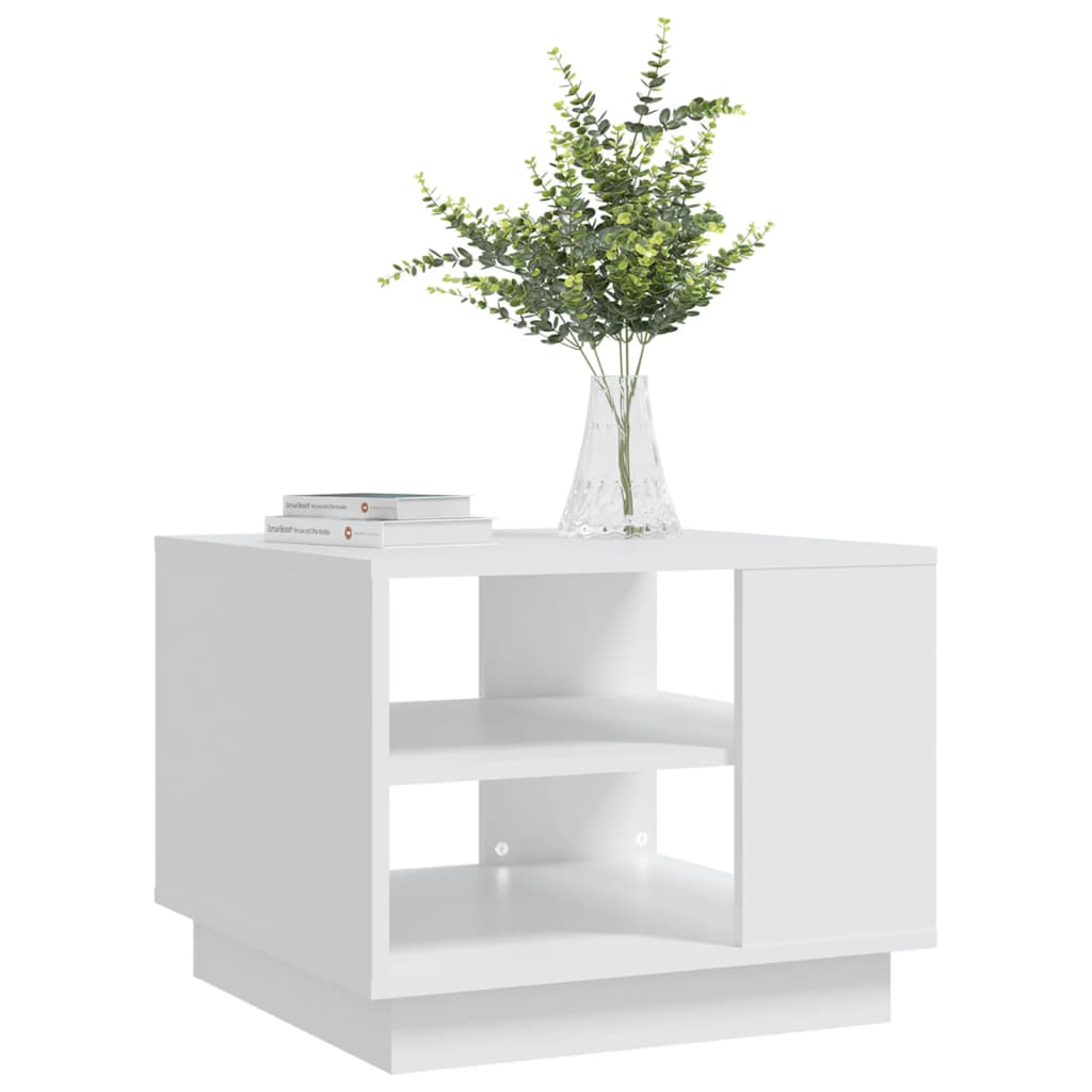 Salongbord hvit 55x55x43 cm konstruert tre