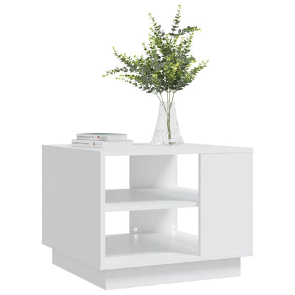 Salongbord hvit 55x55x43 cm konstruert tre