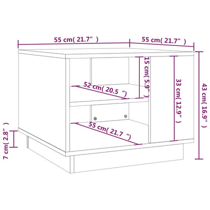 Salongbord hvit 55x55x43 cm konstruert tre