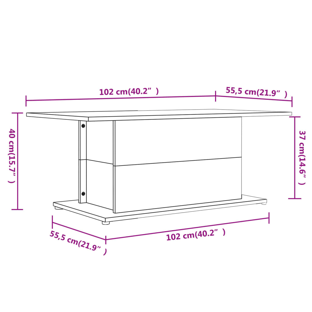 Salongbord Sofabord Betonggrå 102x55,5x40 cm