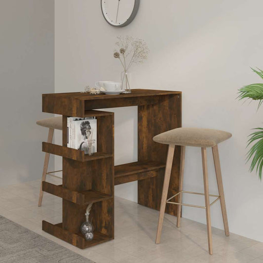 Barbord med oppbevaring røkt eik 100x50x101,5 cm konstruert tre