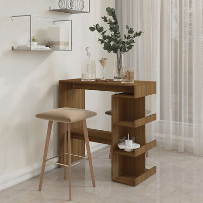 Barbord med oppbevaring brun eik 100x50x101,5 cm konstruert tre