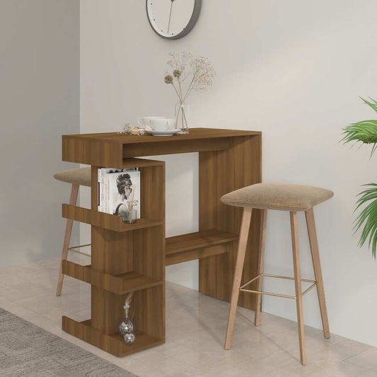 Barbord med oppbevaring brun eik 100x50x101,5 cm konstruert tre