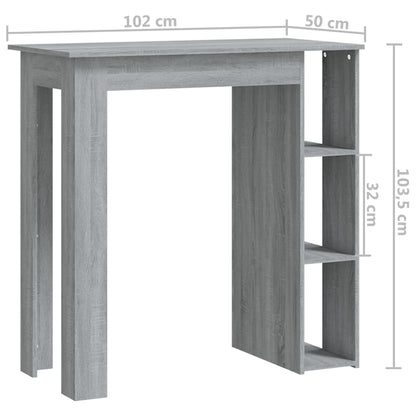 Barbord med hylle grå sonoma eik 102x50x103,5 cm konstruert tre