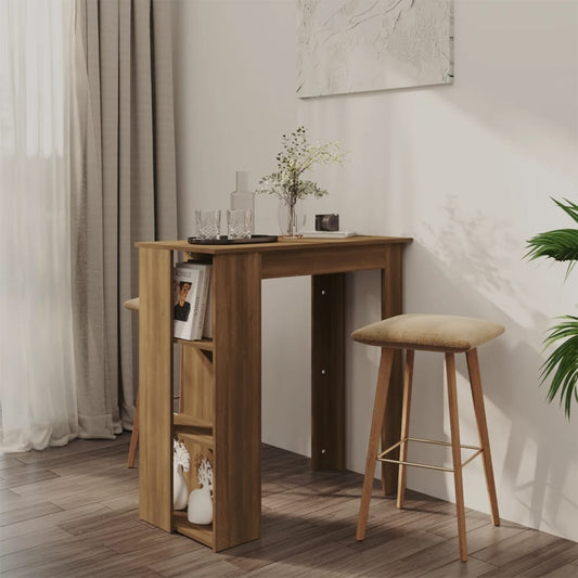 Barbord med hylle brun eik 102x50x103,5 cm konstruert tre