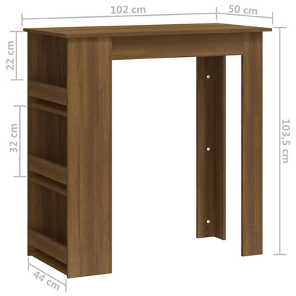 Barbord med oppbevaring brun eik 102x50x103,5 cm konstruert tre
