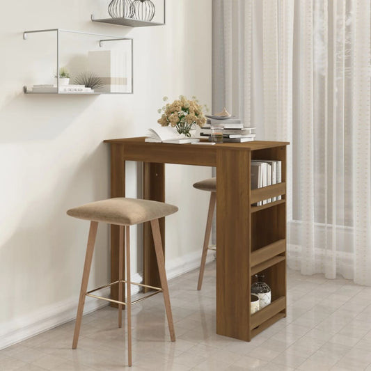 Barbord med oppbevaring brun eik 102x50x103,5 cm konstruert tre