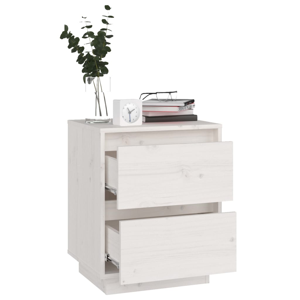 Nattbord Sengbord Hvit 40x35x50 heltre furu