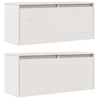 Veggskap Hvit 2 stk 80x30x35 cm heltre furu