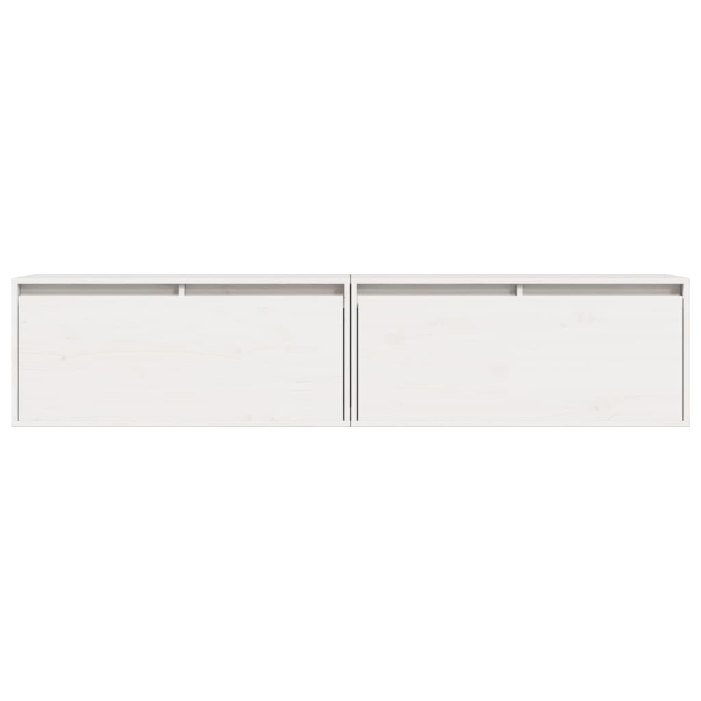 Veggskap 2 stk hvit 80x30x35 cm heltre furu