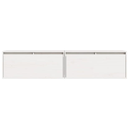 Veggskap Hvit 2 stk 80x30x35 cm heltre furu