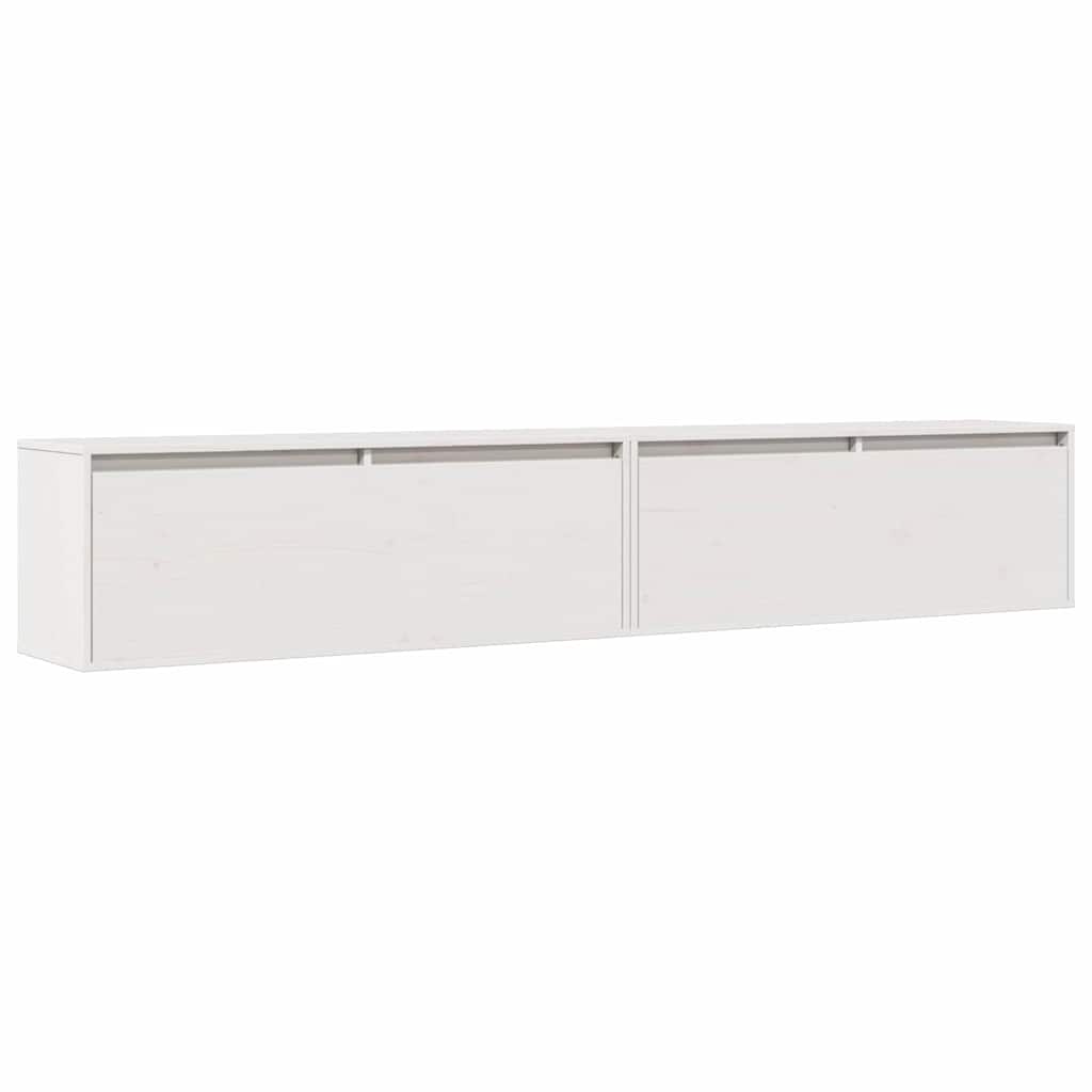 Veggskap 2 stk hvit 100x30x35 cm heltre furu