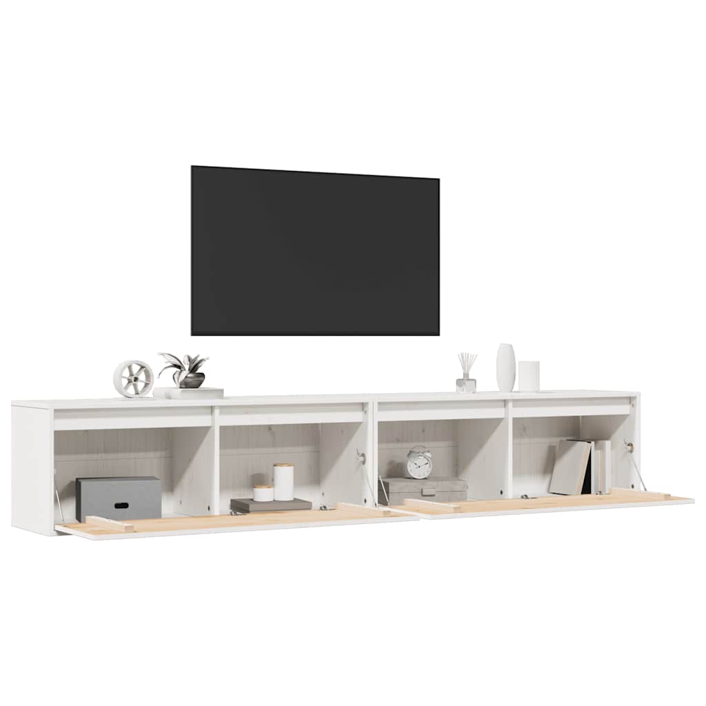 Veggskap 2 stk hvit 100x30x35 cm heltre furu