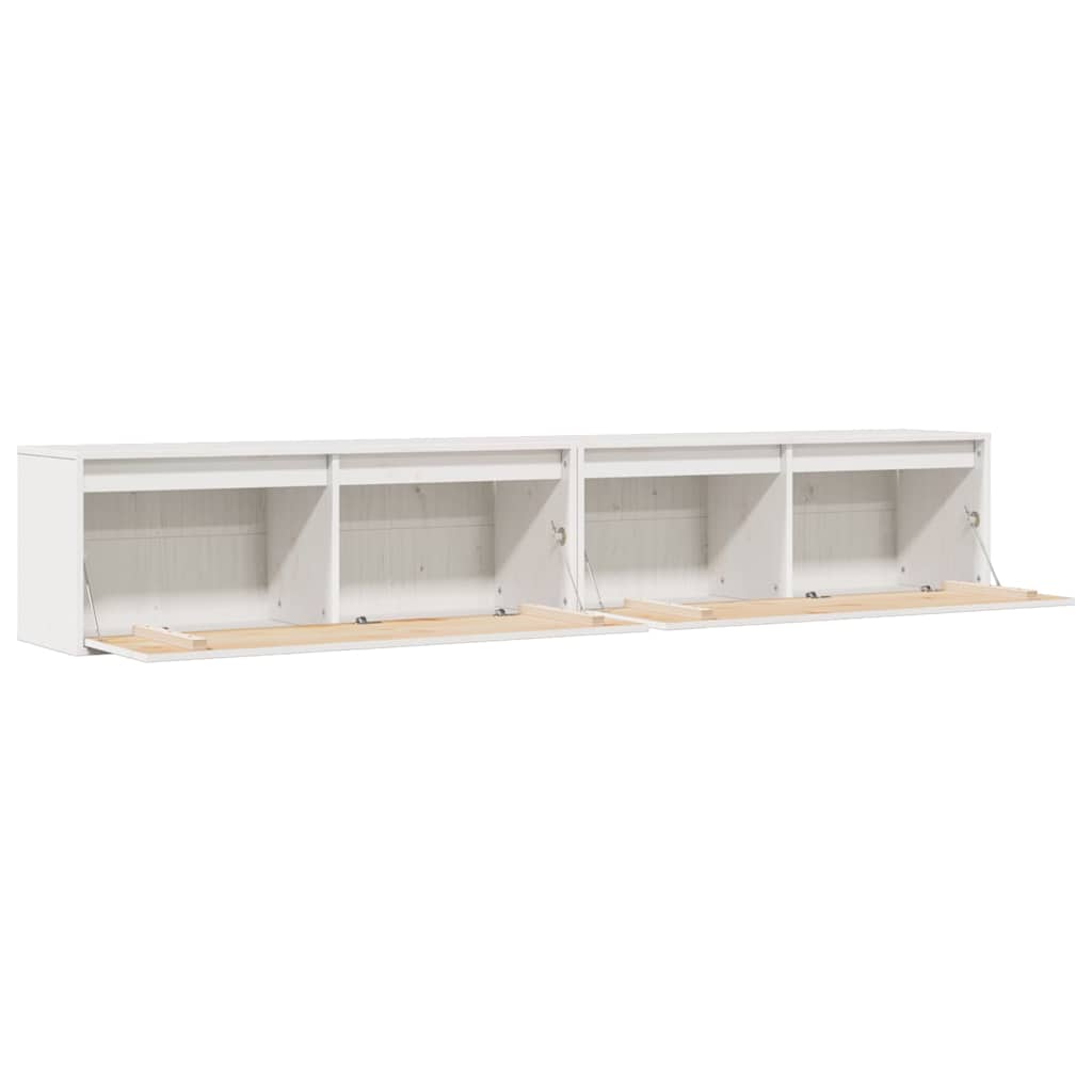 Veggskap 2 stk hvit 100x30x35 cm heltre furu