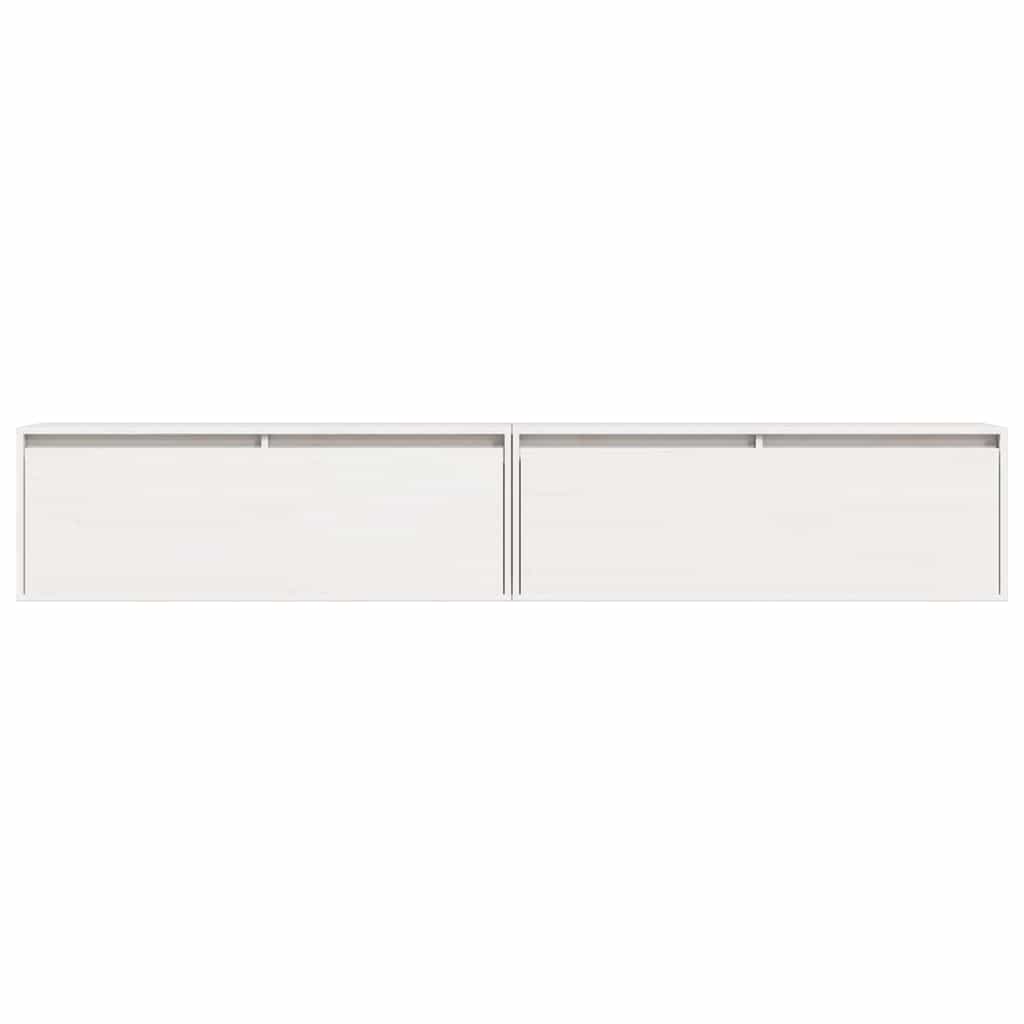 Veggskap 2 stk hvit 100x30x35 cm heltre furu