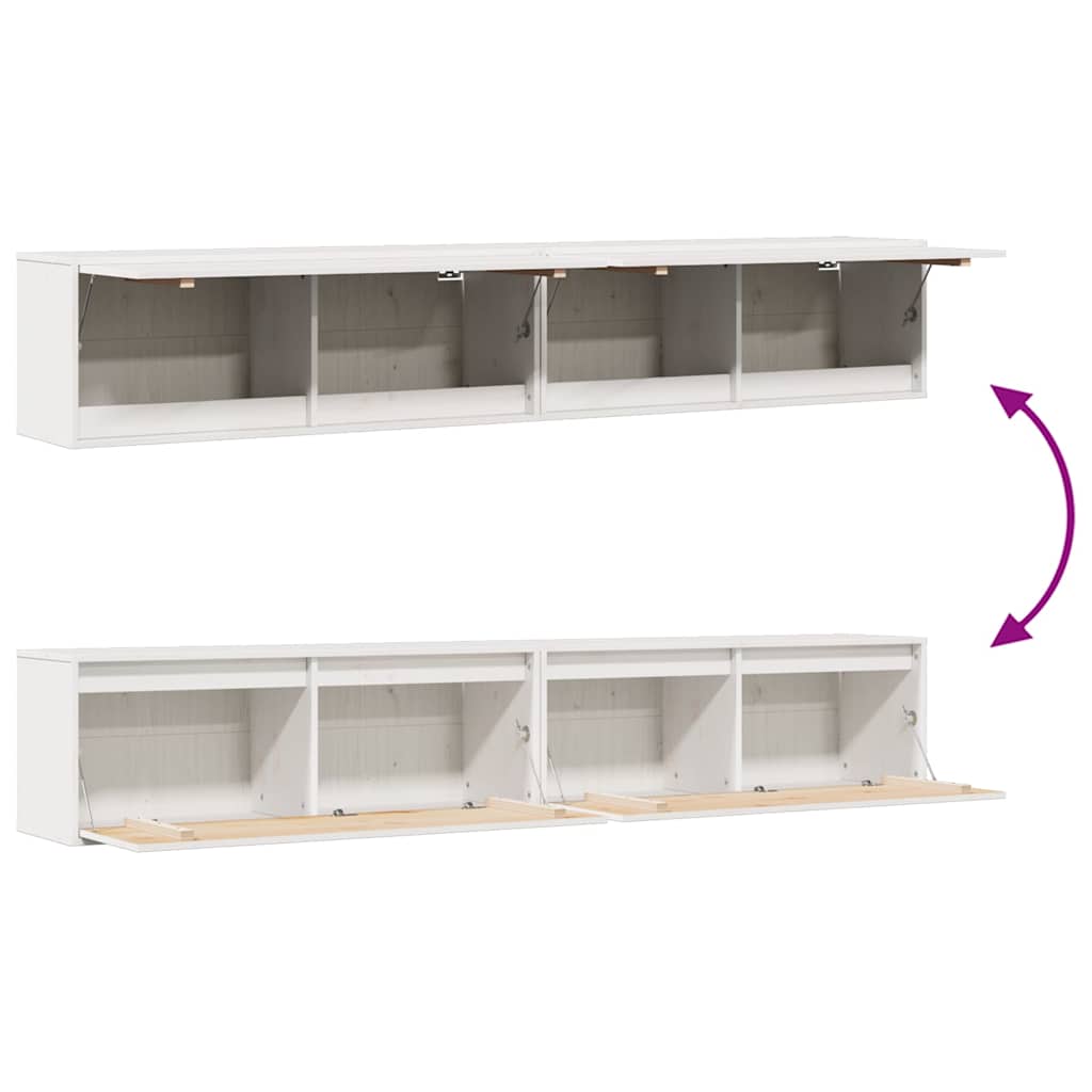 Veggskap 2 stk hvit 100x30x35 cm heltre furu