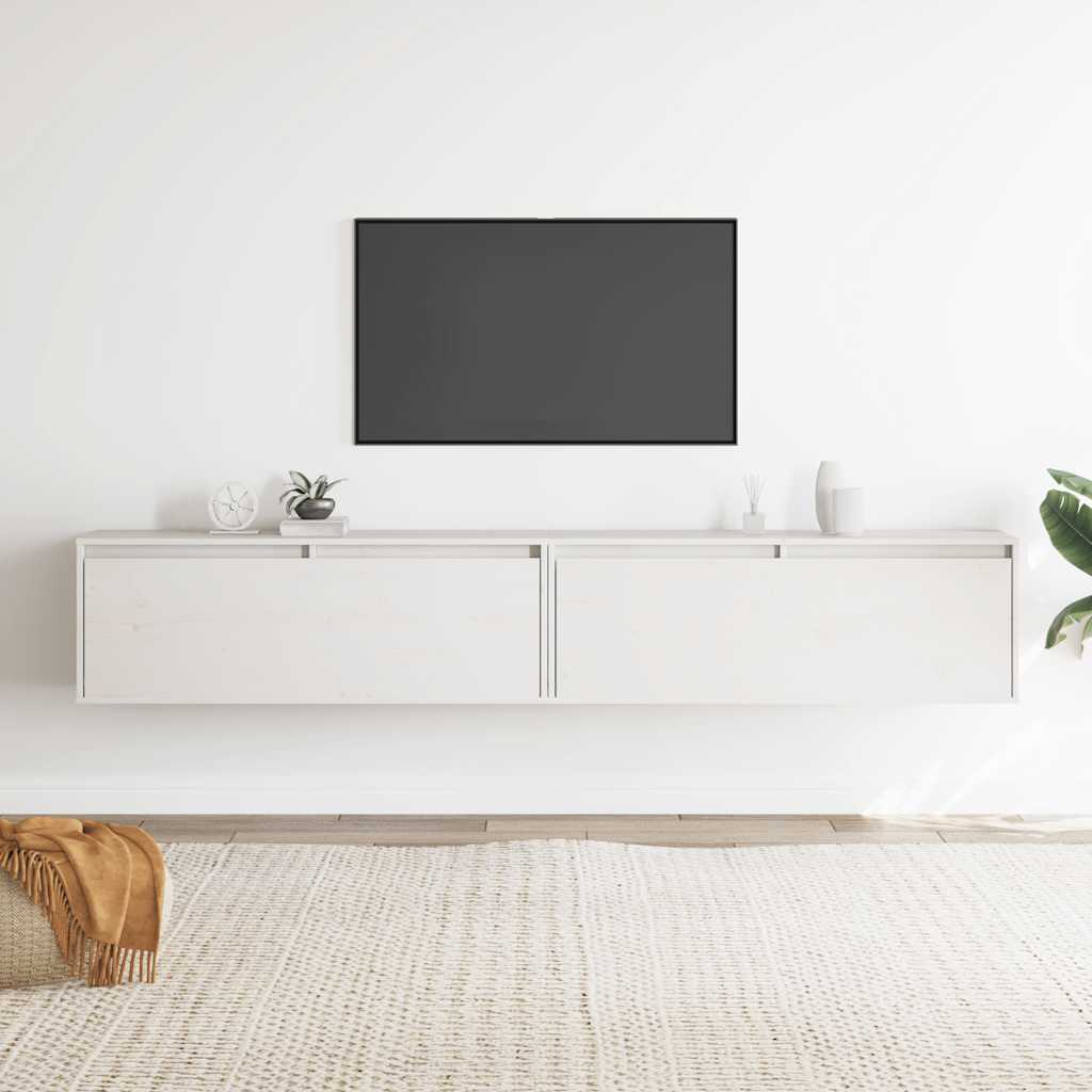 Veggskap 2 stk hvit 100x30x35 cm heltre furu