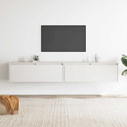 Veggskap 2 stk hvit 100x30x35 cm heltre furu