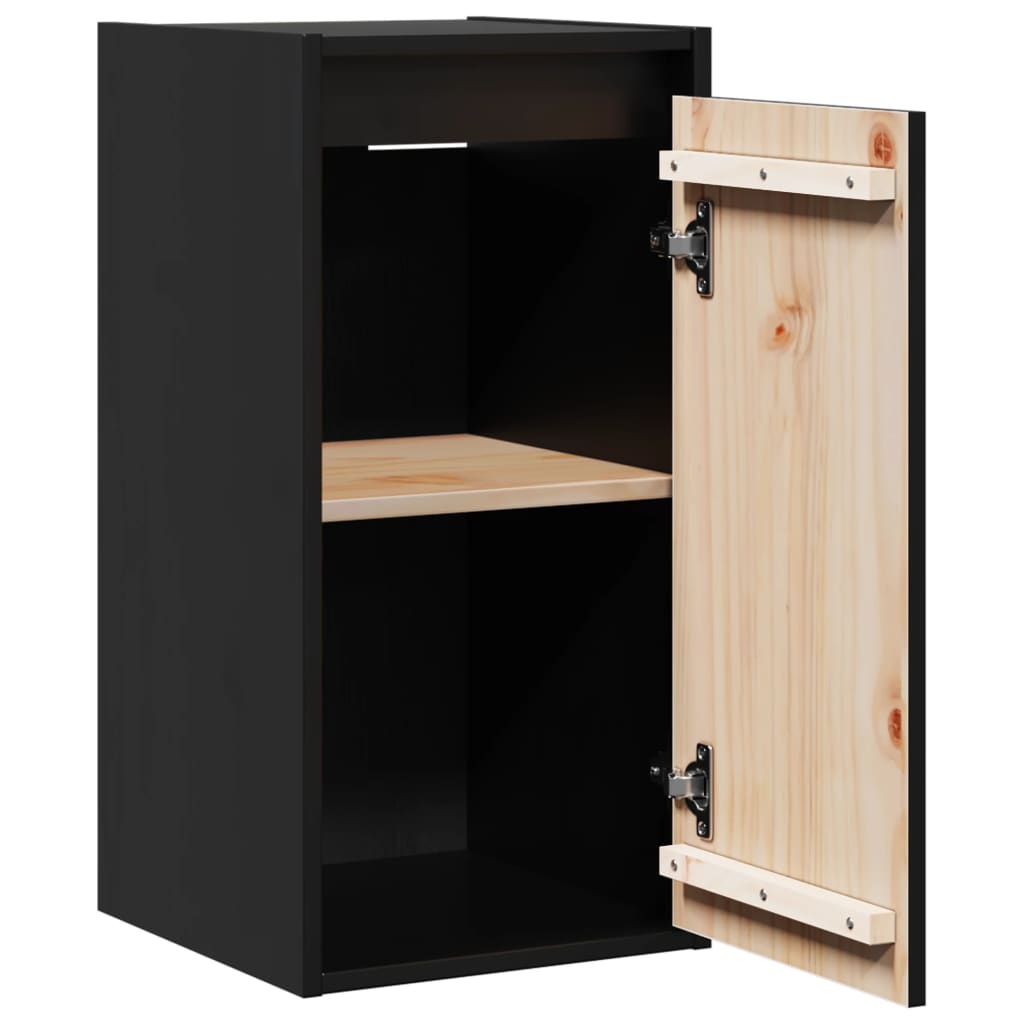 Veggskap 2 stk svart 30x30x60 cm heltre furu