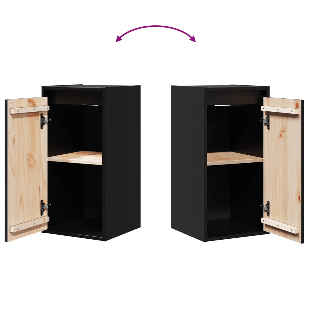 Veggskap 2 stk svart 30x30x60 cm heltre furu