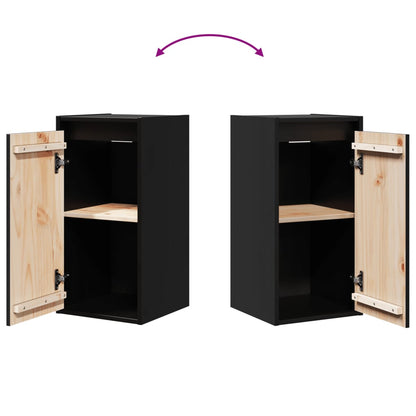 Veggskap Svart 2 stk 30x30x60 cm heltre furu