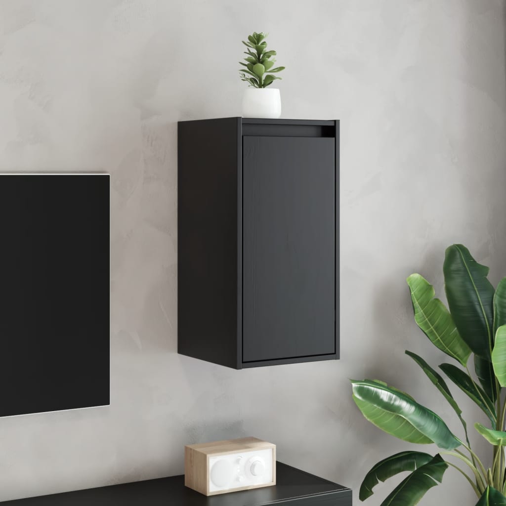 Veggskap 2 stk svart 30x30x60 cm heltre furu