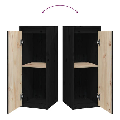 Veggskap Svart 2 stk 30x30x80 cm heltre furu