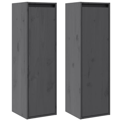 Veggskap Grå 2 stk 30x30x100 cm heltre furu