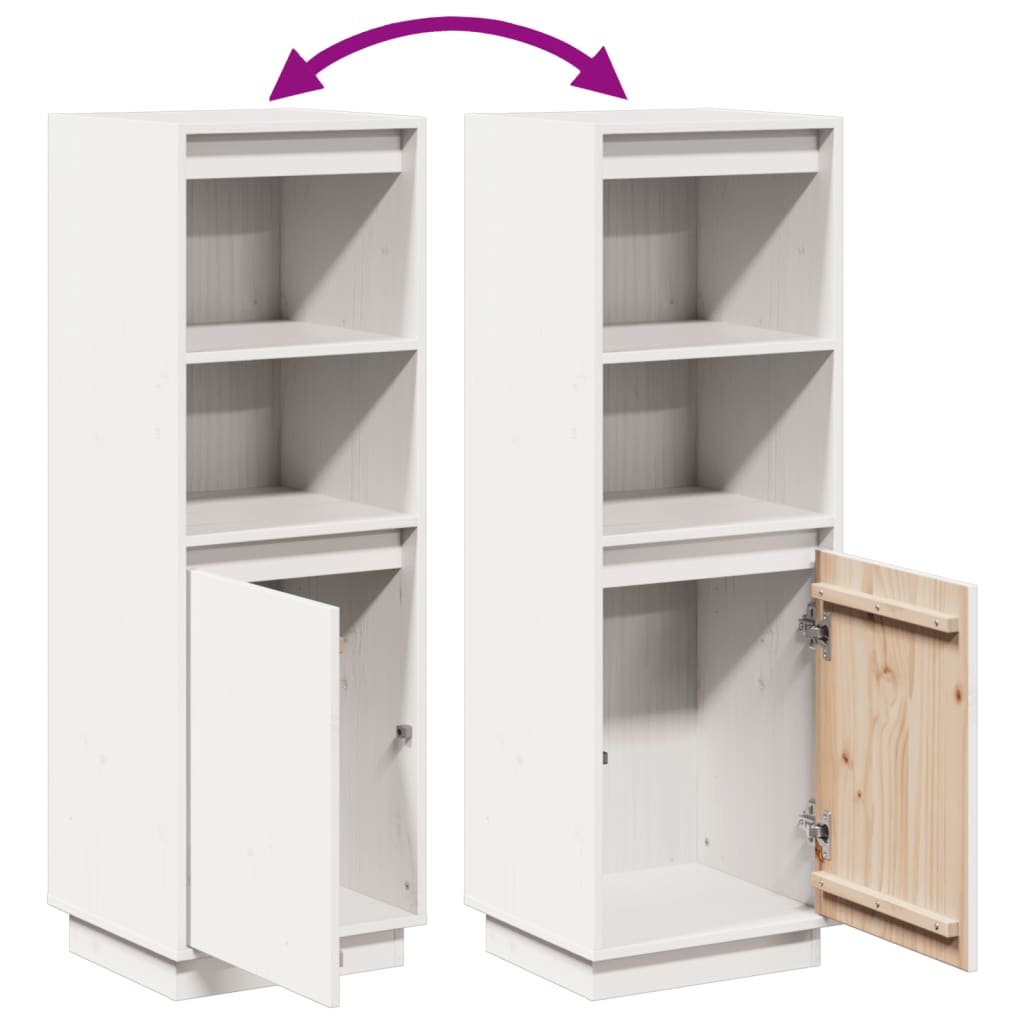 Skap hvit 37x34x110 cm heltre furu