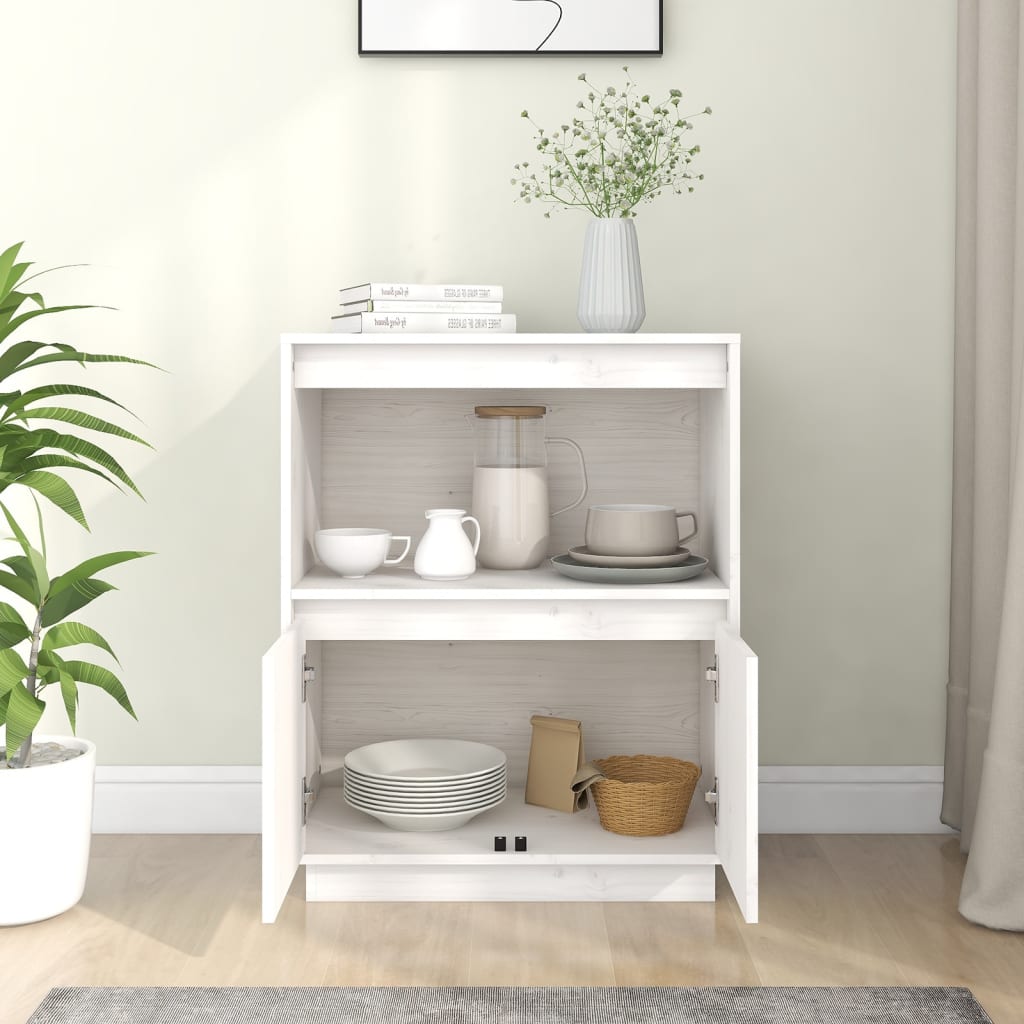Skjenk Hvit 60x34x75 cm heltre furu