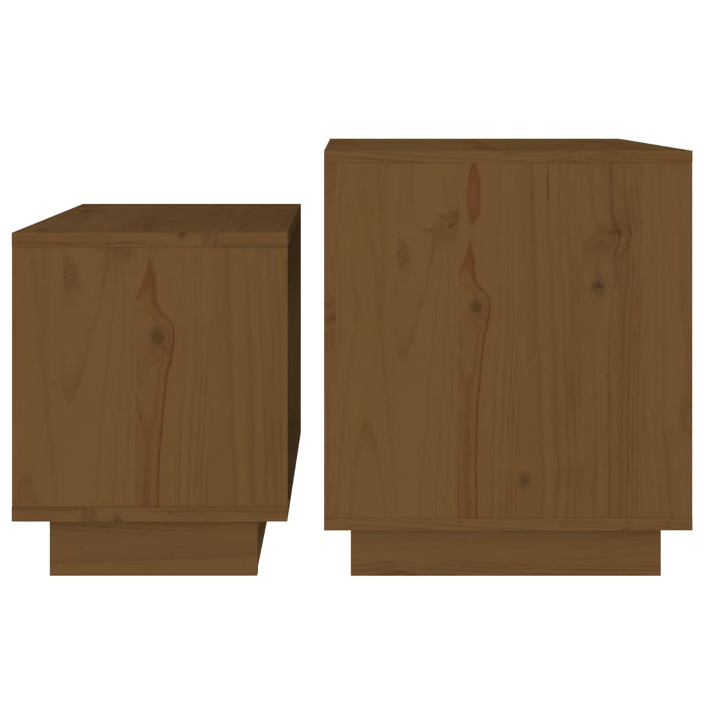 Stablebare salongbord 2 stk honningbrun heltre furu