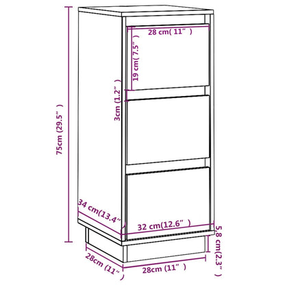 Skjenk hvit 32x34x75 cm heltre furu