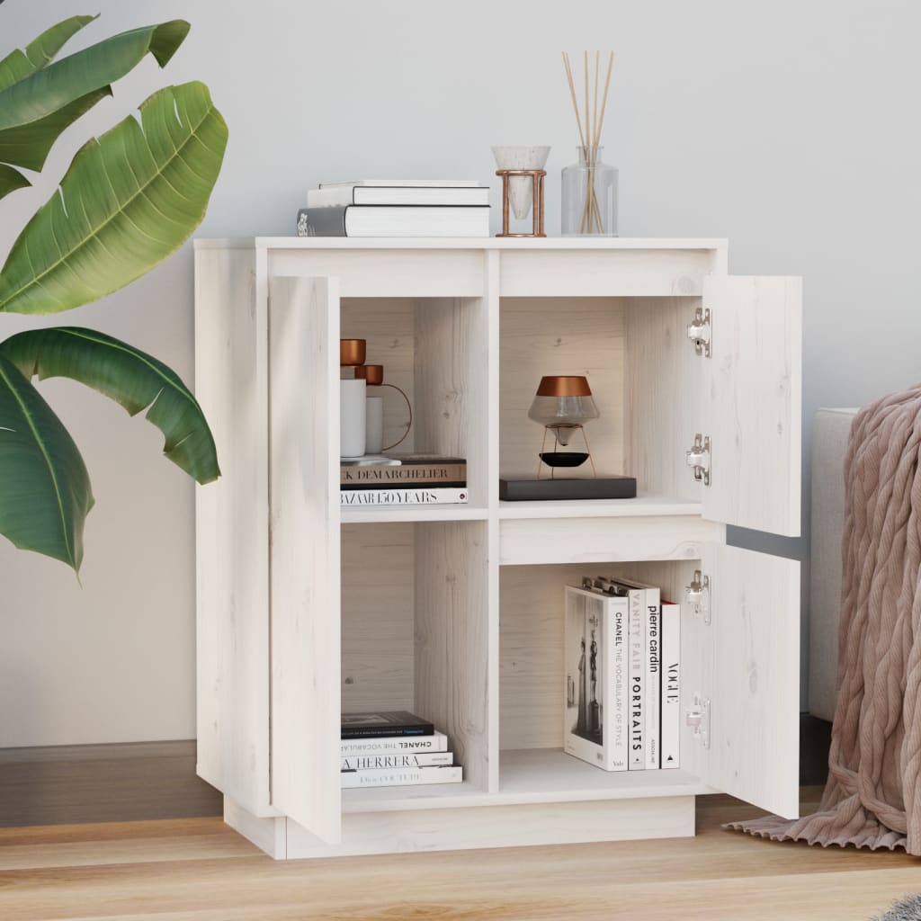 Skjenk Hvit 60x34x75 cm heltre furu