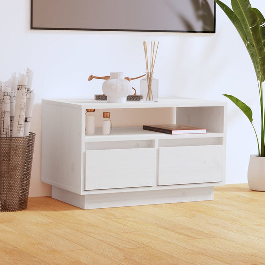 TV-Møbel Hvit TV-benk 60x35x37 cm heltre furu