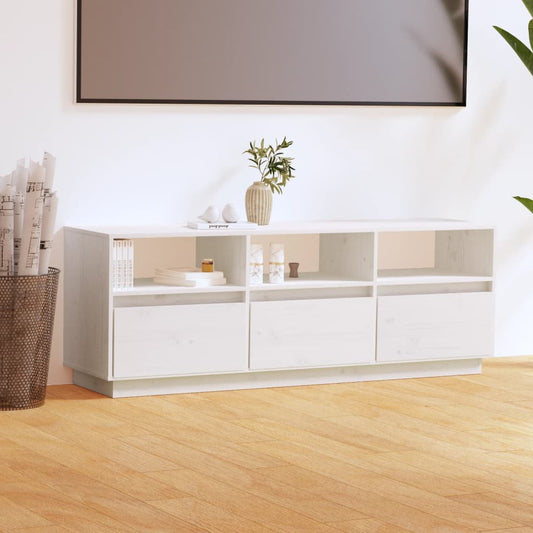 TV-Møbel Hvit TV-benk 140x37x50 cm heltre furu