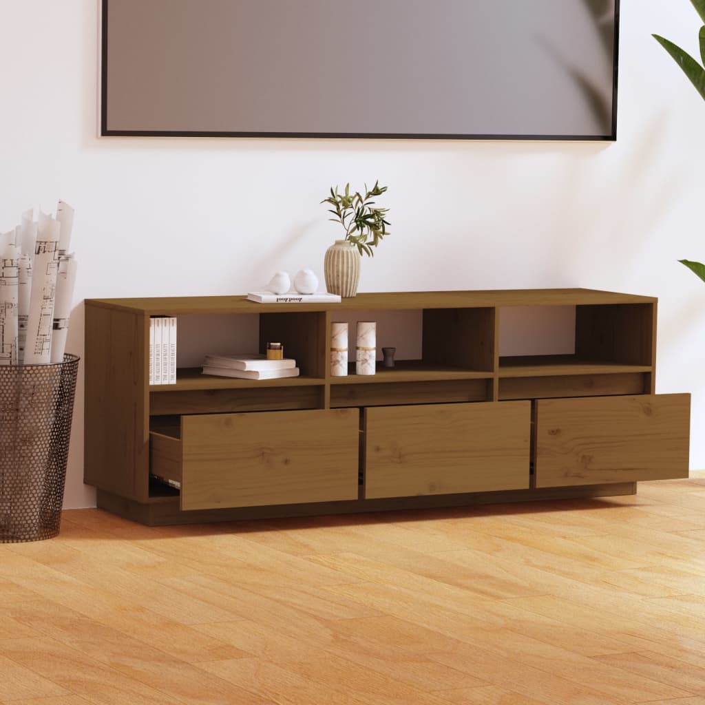 TV-Møbel Honningbrun TV-benk 140x37x50 cm heltre furu