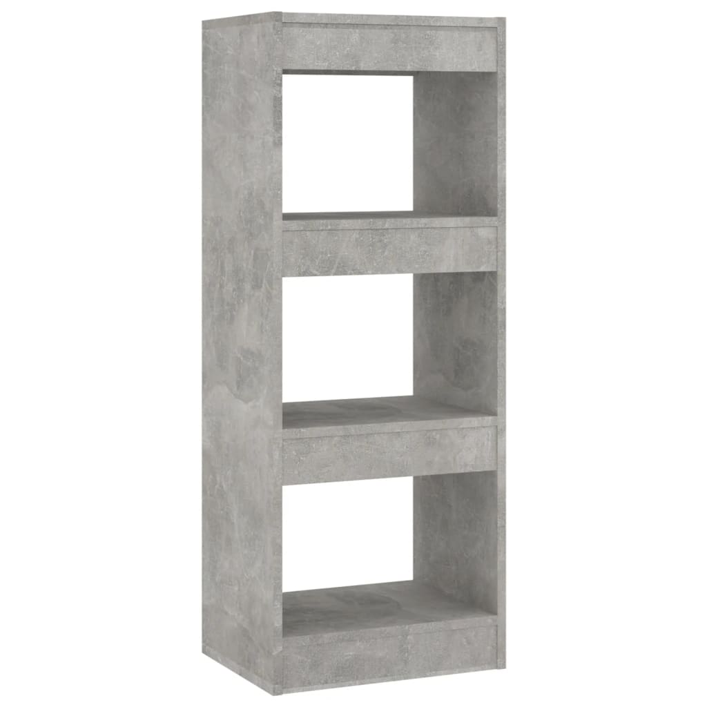 Bokhylle/romdeler betonggrå 40x30x103 cm konstruert tre