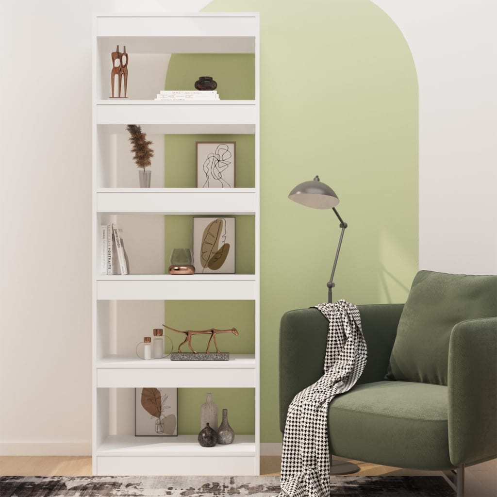 Bokhylle Hvit Romdeler 60x30x166 cm
