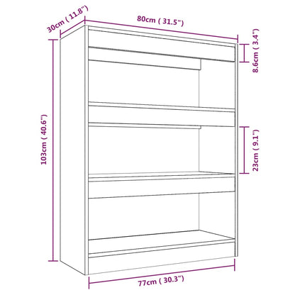Bokhylle Hvit Romdeler 80x30x103 cm