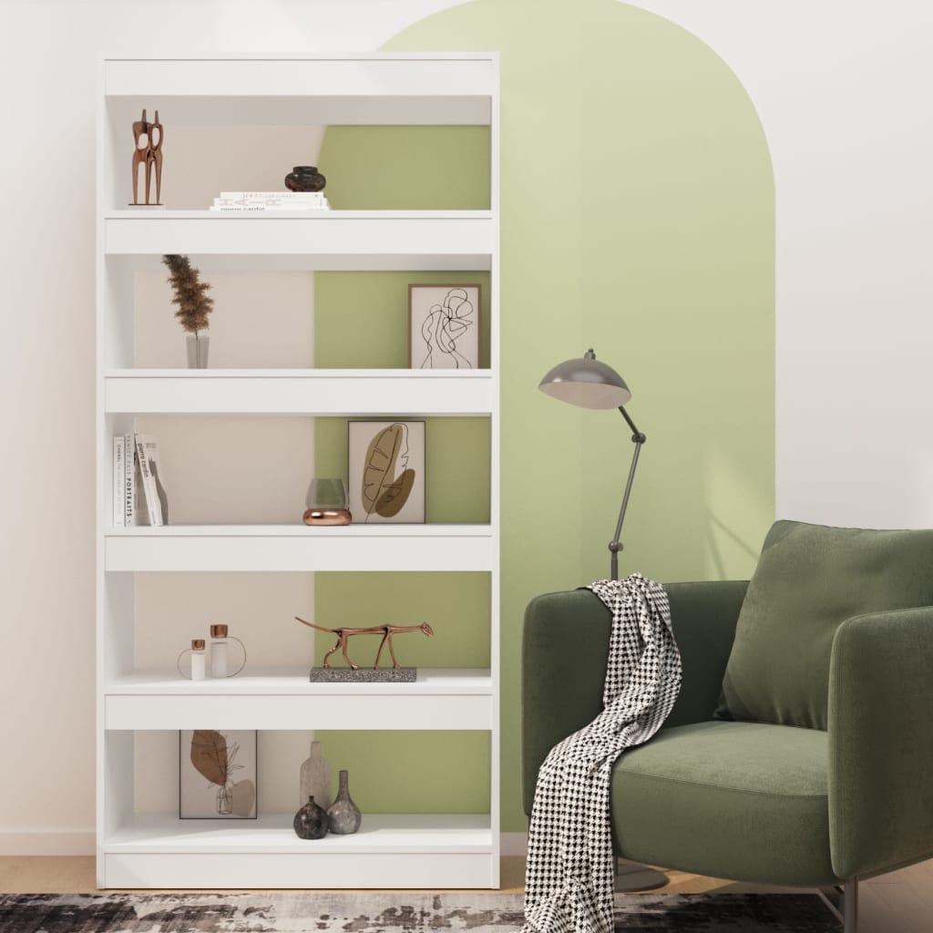 Bokhylle Hvit Romdeler 80x30x166 cm