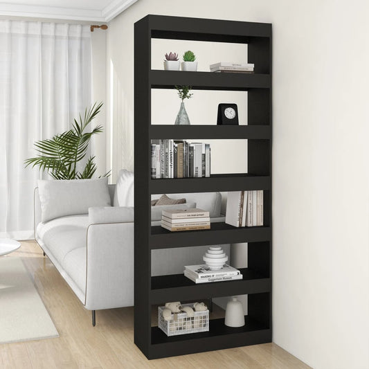 Bokhylle Svart Romdeler 80x30x198 cm